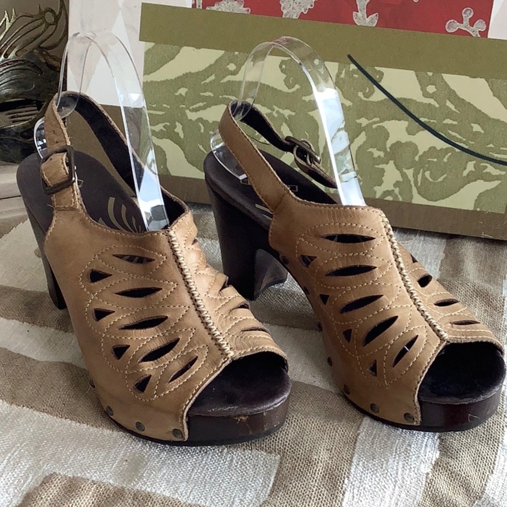 Dansko Tan Cutout Slingback Heels